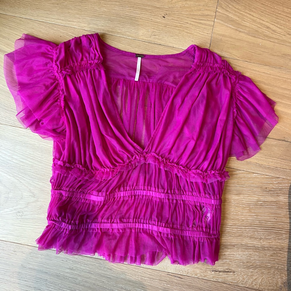 Free People Vibrant Magenta Blouse